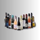 Große Auswahl unterschiedlicher Weinflaschen mit variierenden Formen und Etiketten in einer Reihe.