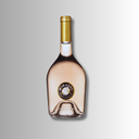 Roséweinflasche mit blassrosa Farbton und goldener Kapsel vor hellem Hintergrund.