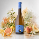 „Ktima Tselepos Blanc de Gris 2023 mit Zitrusfrüchten, Pfirsich, Melone und weißen Blüten.“