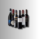 Gruppe ausgewählter Rotweinflaschen mit unterschiedlichen Etiketten und Flaschenformen vor neutralem Hintergrund.